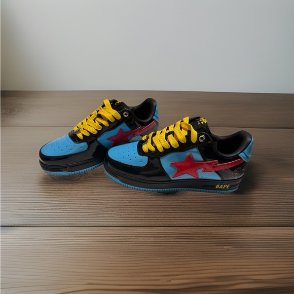 BAPE x Marvel Bapesta Sneakers Size 10 – Rare Collab Blue Red Yellow - Picture 10 of 16
